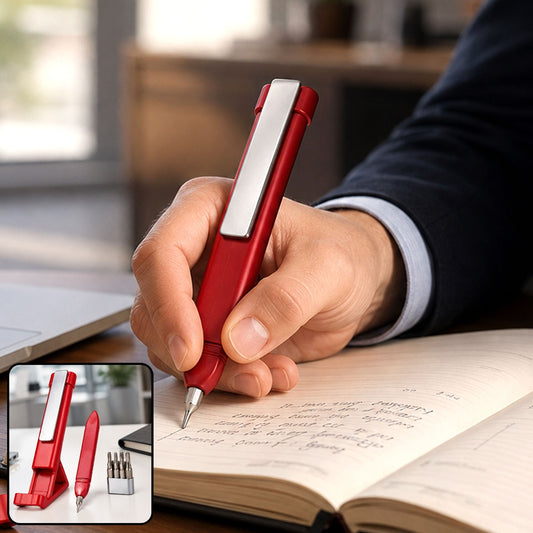 Multi-Function Pen – 4-in-1 Phone Holder & Screwdriver Set | Velvet Wipe