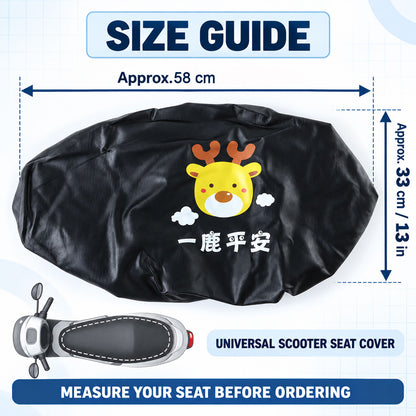 Scooter Seat Cover with Deer Print, Elastic Edge and Securing Straps (1 Pc)