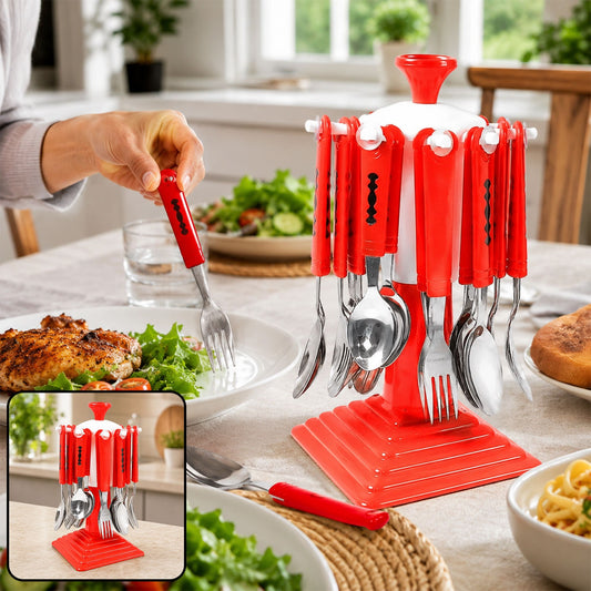 Stainless Steel Cutlery Set – 24-Piece with Stand | Serve Stellar