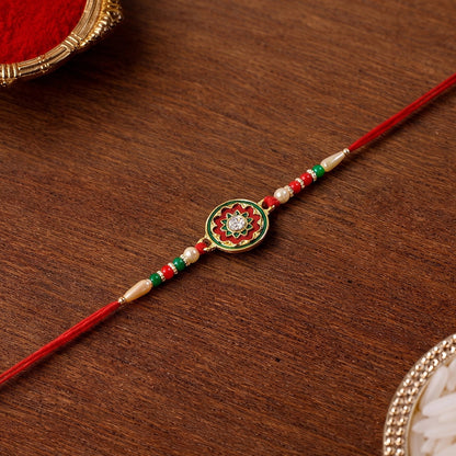 Floral Enamel Rakhi Set with Choco Almonds, Pack of 3