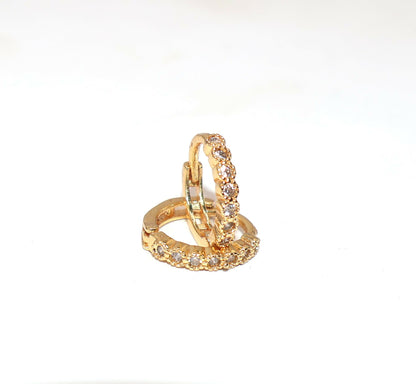 Gold Plated AD Bali Cluster Huggie Hoop Earrings kan ki Bali Combo Pack of 2