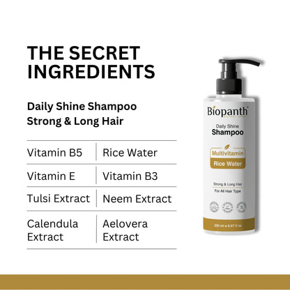 Close-up of shampoo formula enriched with rice water and vitamins