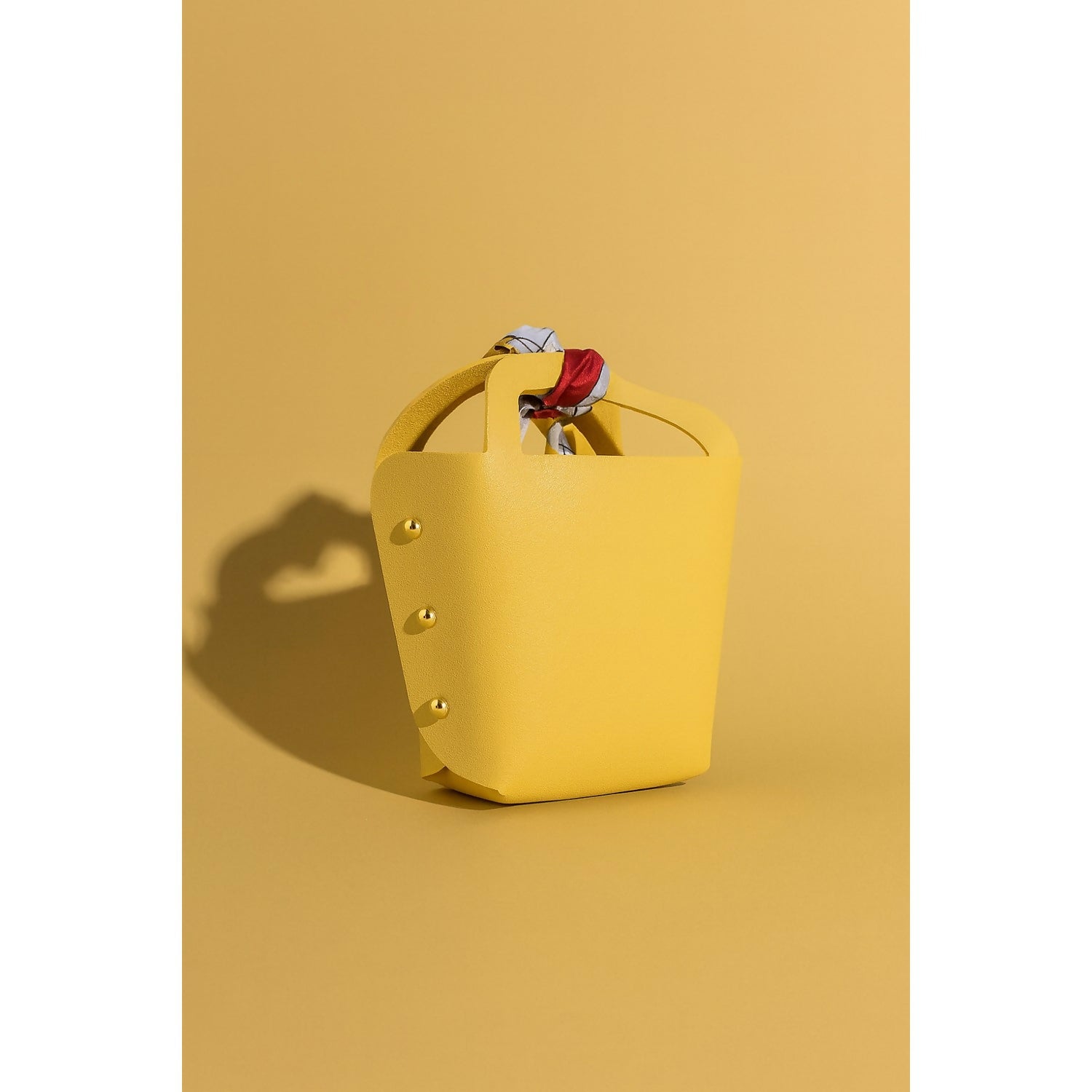 Luxury Yellow Mini Tote Bag with Decorative Scarf – Stylish PU Leather Handbag with Button Detailing – Small Fashionable Shoulder Bag for Women & Girls – Perfect for Parties, Brunch, Casual Outings, and Gifting