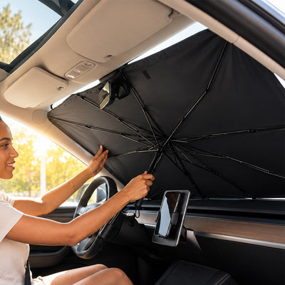 Foldable Car Sun Shade Umbrella for Road Trips, Windshield Heat Protector (1 Pc)
