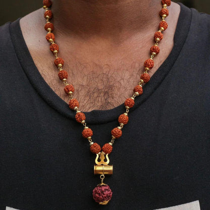 Shiva Damroo Trishool Rudraksh Necklace For Boys