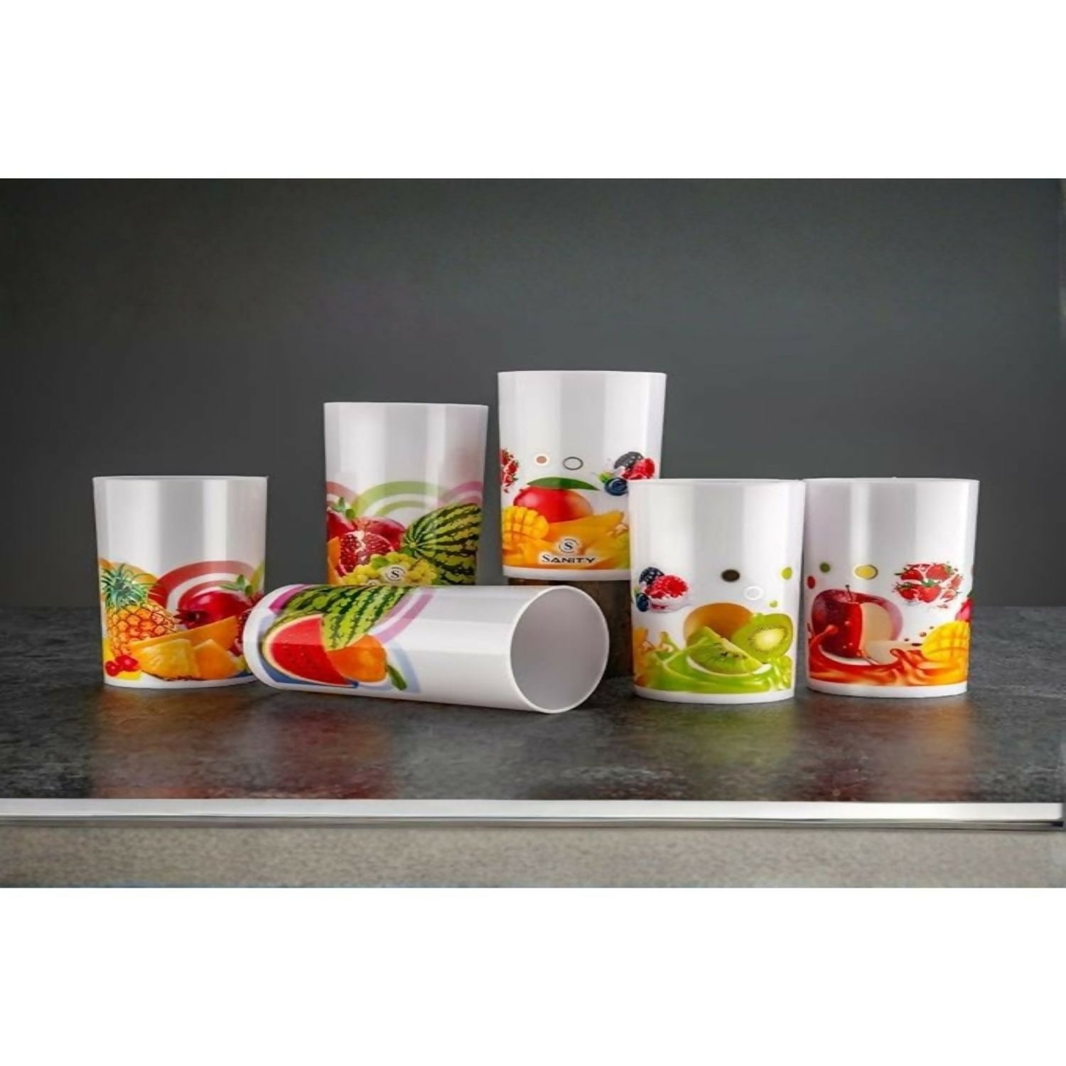 Fruit Print Design glass (pack of 6 )
