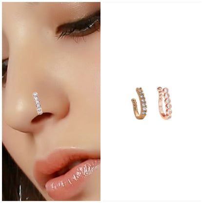 Rose Gold CZ Non-Piercing Nose Cuffs (Set of 2) | Clip-On