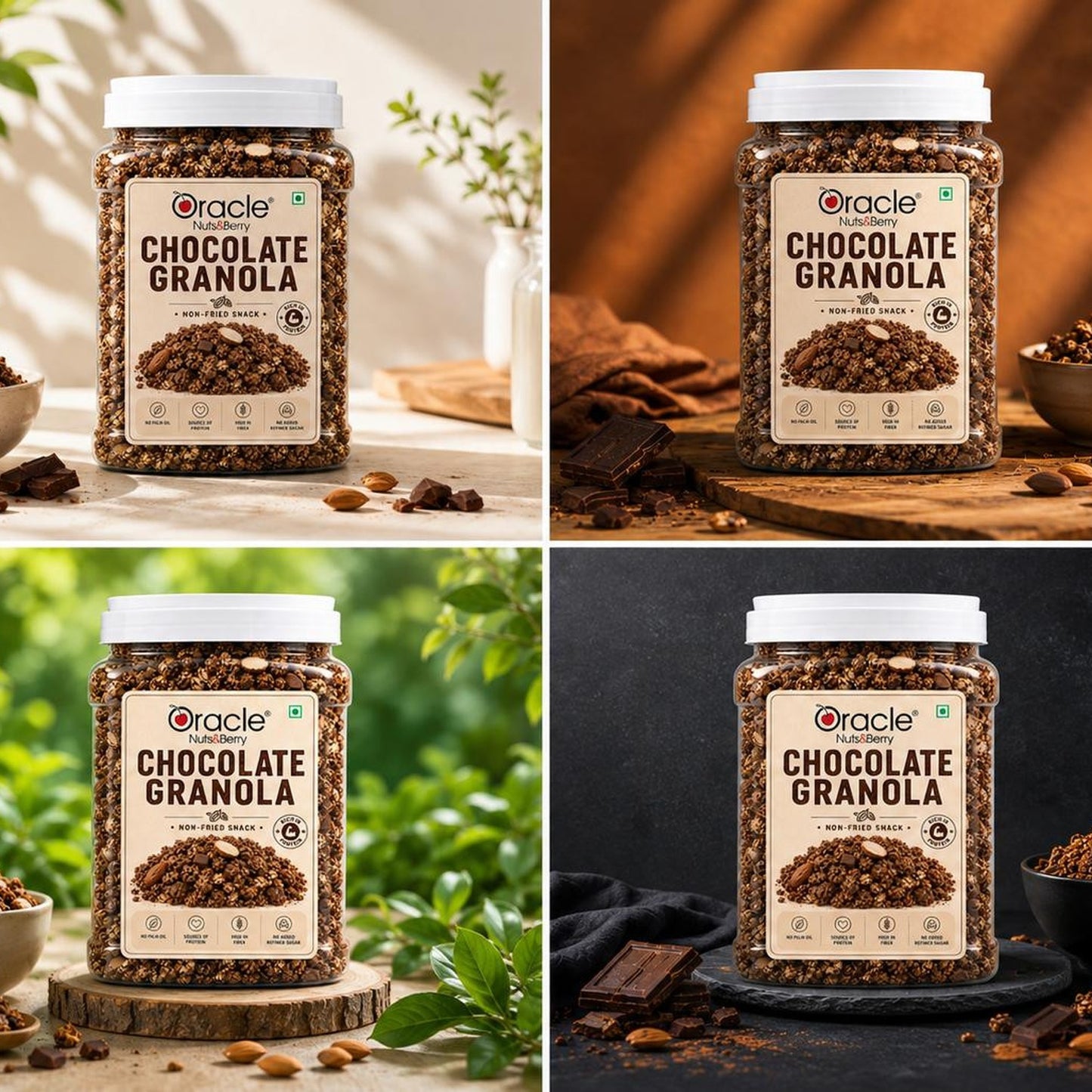 Oracle Choco Granola, Crunchy Wholegrain Chocolate Healthy Oat Cereal Clusters 350g