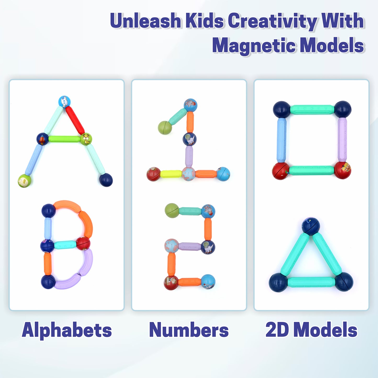 Idea booklet included for Montessori Magnetic Building Blocks to inspire creative constructions