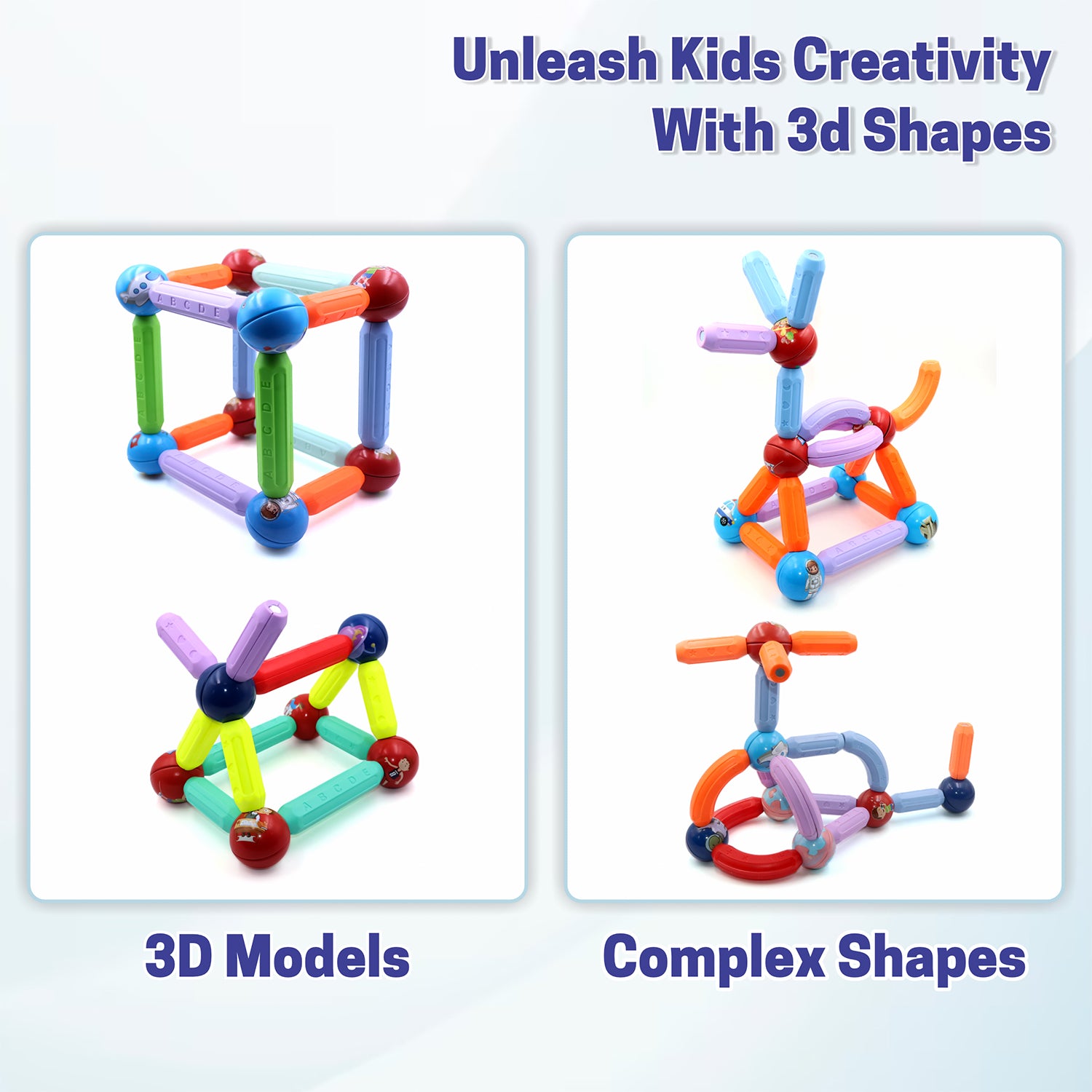 Geometric shapes constructed with Montessori Magnetic Building Blocks set
