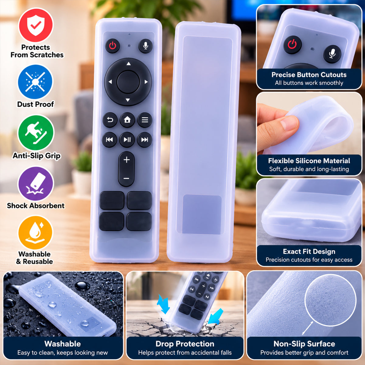 Large silicone remote control cover - cover features