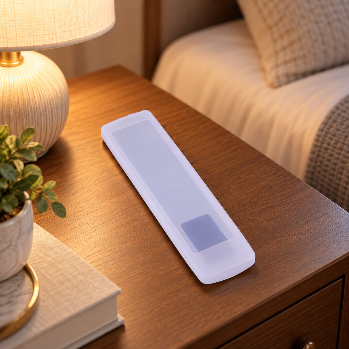 Large silicone remote control cover - tabletop view
