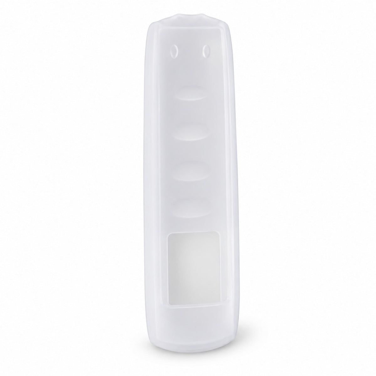 A single, clear silicone remote control cover is displayed upright against a plain white background.