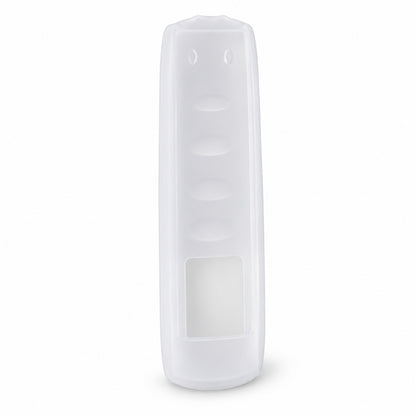 A single, clear silicone remote control cover is displayed upright against a plain white background.