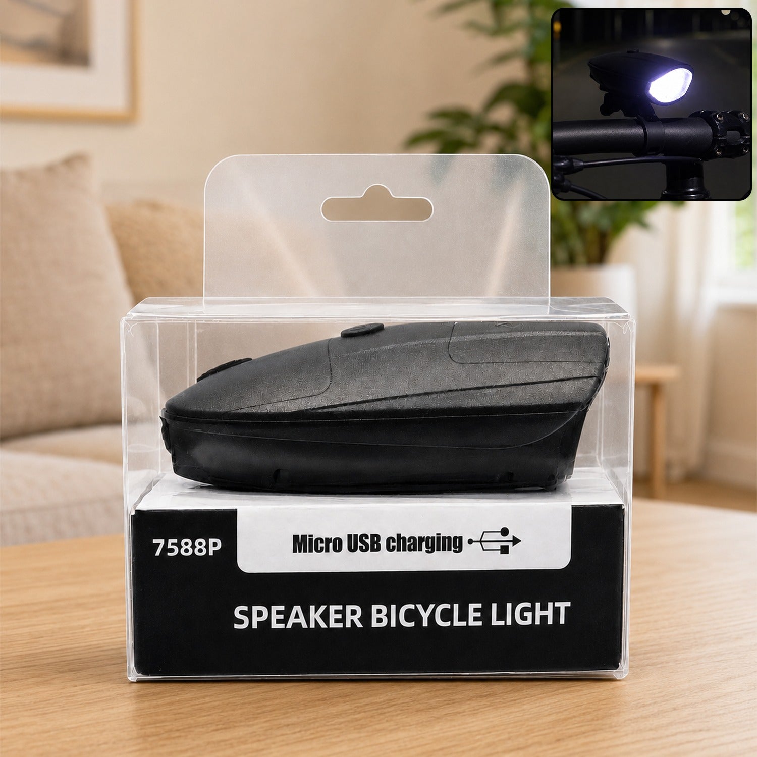 2-in-1 USB Rechargeable LED Bicycle Front Light for Night Riding