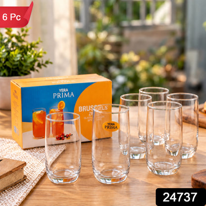 Yera Prima Brussels Zest Clear Glass Tumbler Set for Water and Juice (6 Pc)