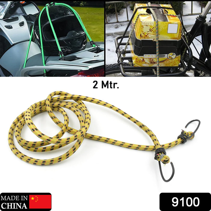 9100 Multipurpose Ultra Flexible Bungee Rope / Luggage Strap / Bungee Cord High Strength Elastic Bungee, Shock Cord Cables, Luggage Tying Rope with Hooks (2 Mtr)