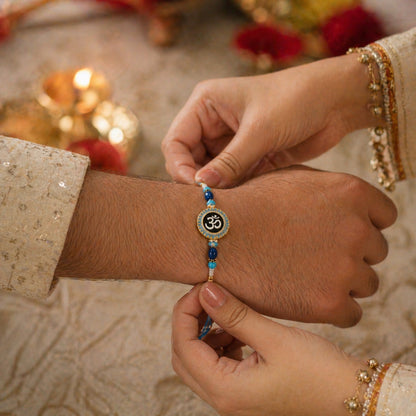 Om Symbol Rakhi Elegant Beaded Design for Raksha Bandhan (5pcs)