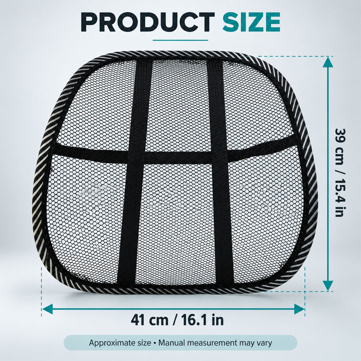 Breathable Mesh Car Seat Back Support with Elastic Strap (1 Pc)