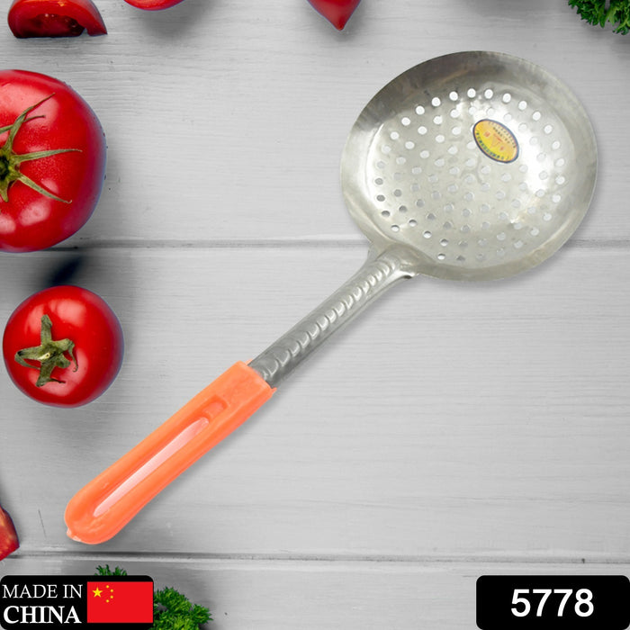 Colander Spoon, Non Slip Hand Polished Thickened Hot Pot Spoon for Kitchen for Restaurant, Stainless Steel Cooking Colander Skimmer Slotted Spoon Kitchen Strainer Ladle with Long Handle for Kitchen Cooking Baking (35 Cm & 34Cm)