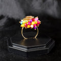 Gold Plated Guchha Ring – Garnet Gemstone, Ethnic Style | HV