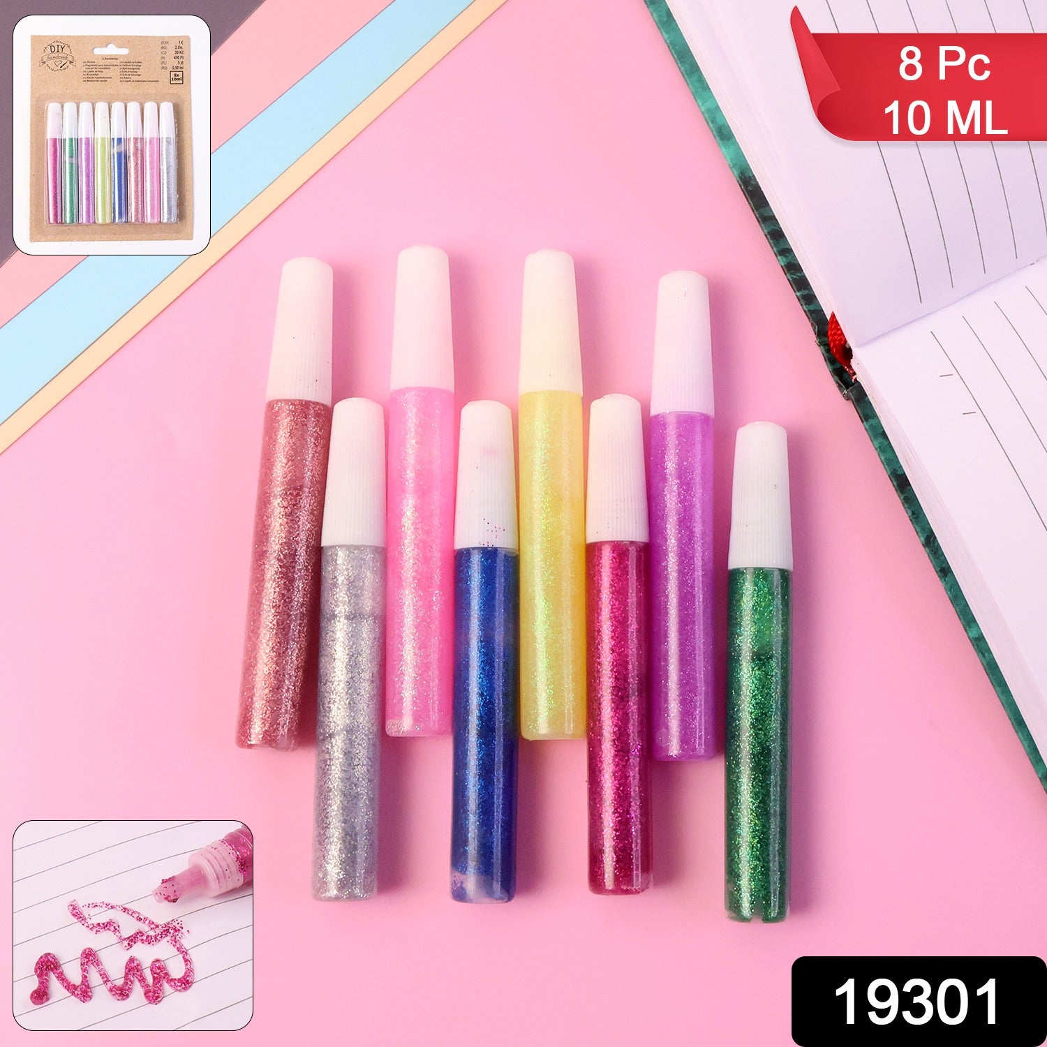DIY Multi-Color Glitter Craft Glue Pen Set (10ML / 8 Pc)