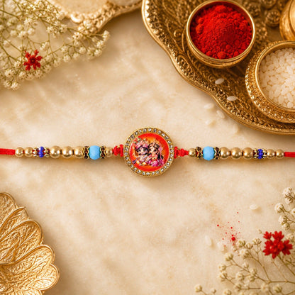 Radha Krishna Charm Rakhi Traditional Design for Raksha Bandhan (10pcs)