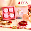 AD Filigree Rakhi for Brother - Pink Beads Pack of 4