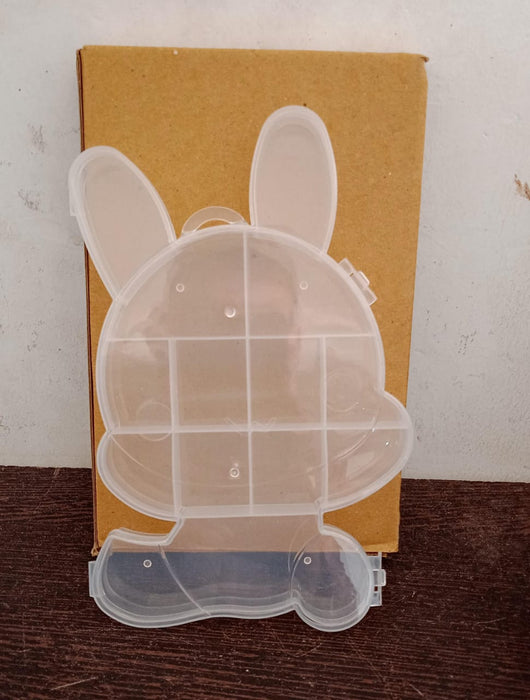 6557 Transparent Cartoon Bear Clear Plastic Storage Box Jewelry Organizer Holder Cabinets For Small objects (1 Pc Mix Color)