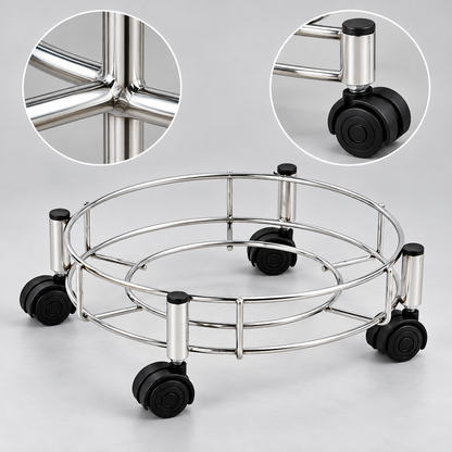 Gas Cylinder Trolley – Stainless Steel with Heavy-Duty Wheels | Indo Glow