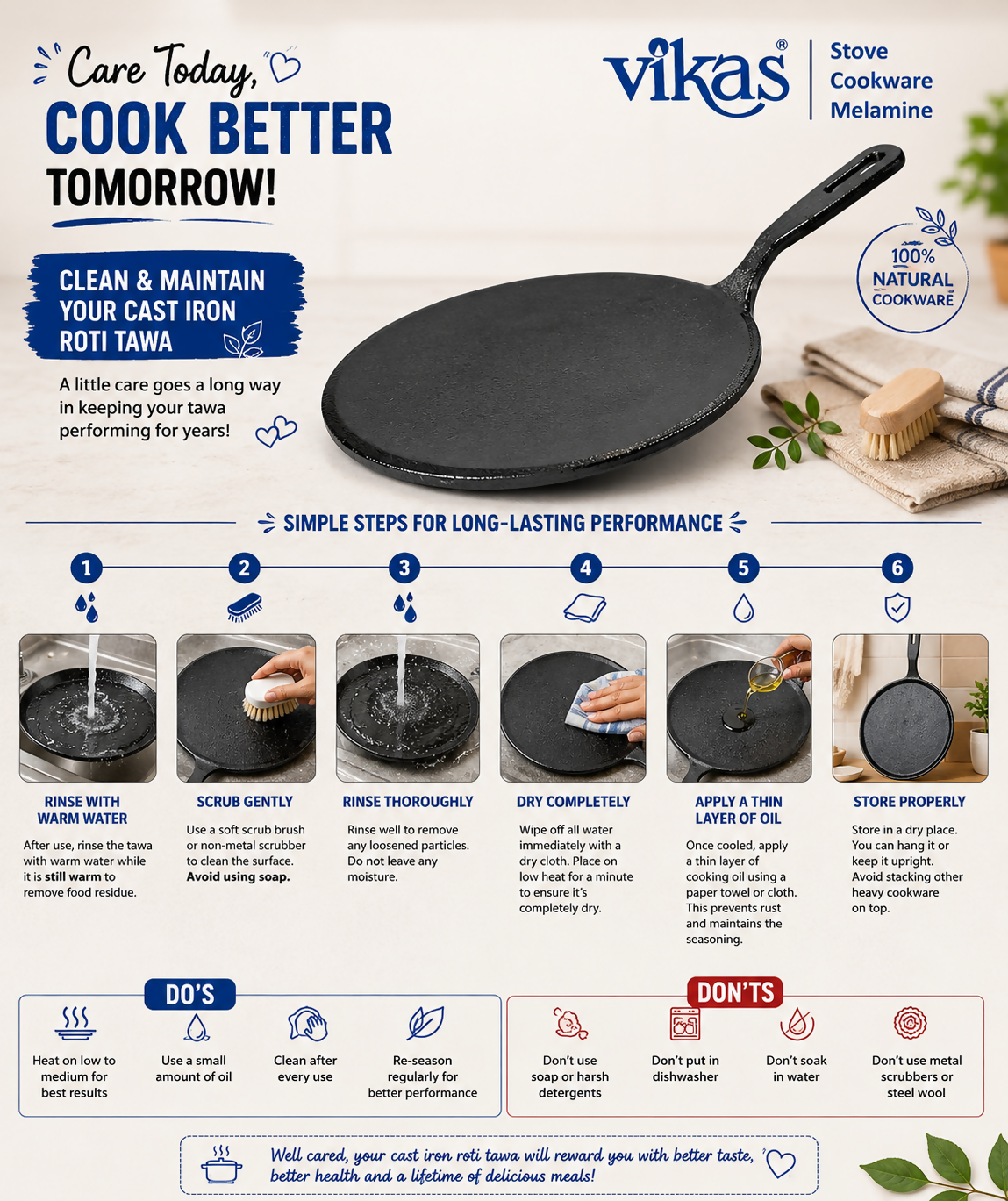 Close up of Vikas Cast Iron Roti Tawa surface texture