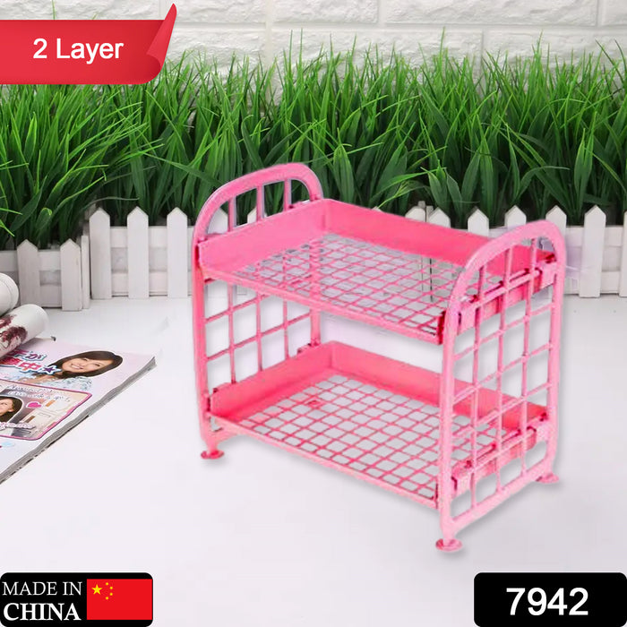 7942 2Layer Foldable Plastic Small Storage Shelf, Bathroom Shelves Sho ...