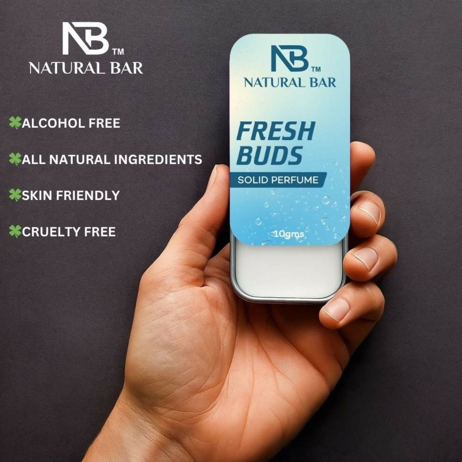 Natural Bar Fresh Buds Solid Perfume | Alcohol Free Cologne for Men & Women | Strong & Lasting Fragrance | Gifting Set for Him & Her