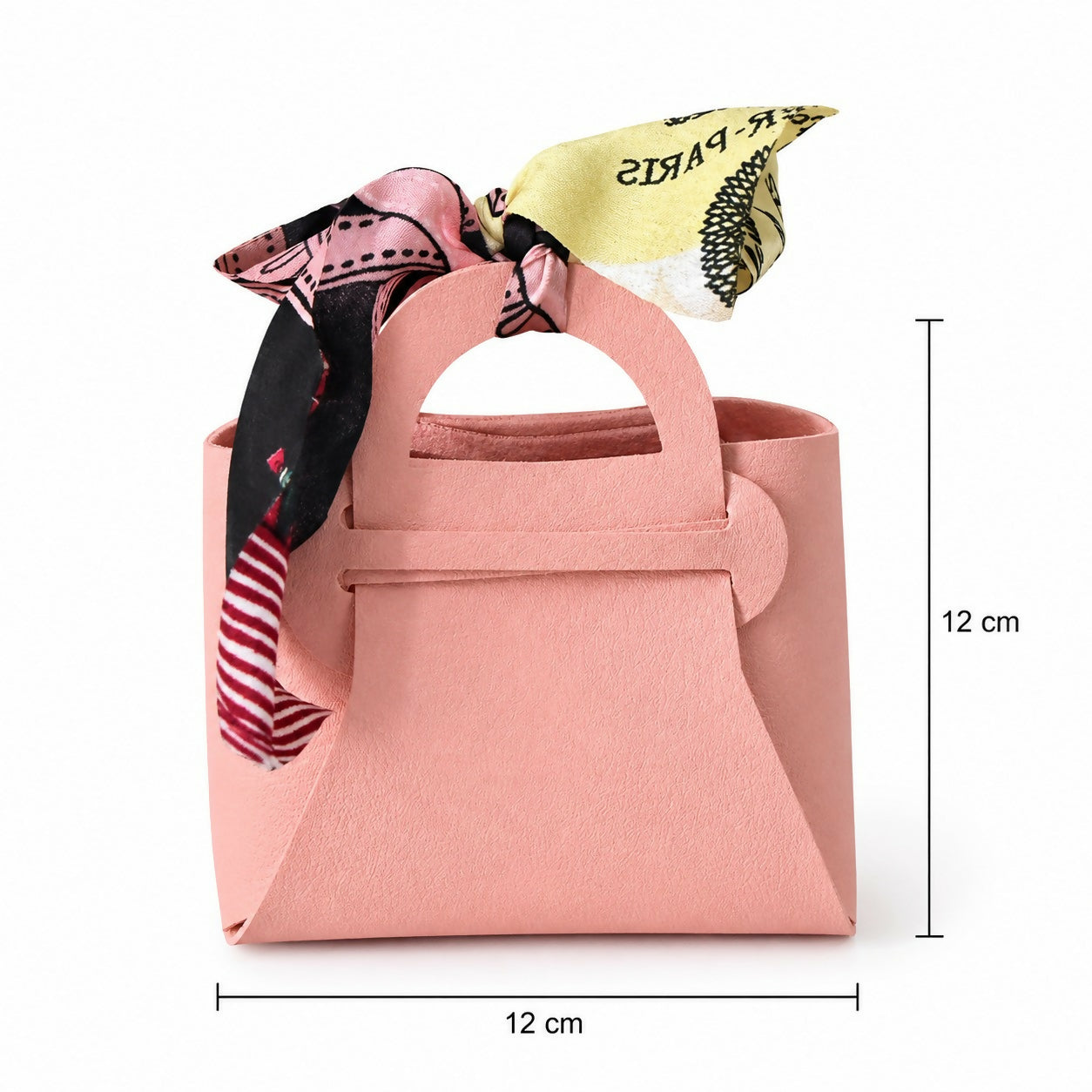 Side view of lightweight pink bag with ribbon bow