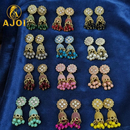 Vibrant colorful floral stud mini earrings set