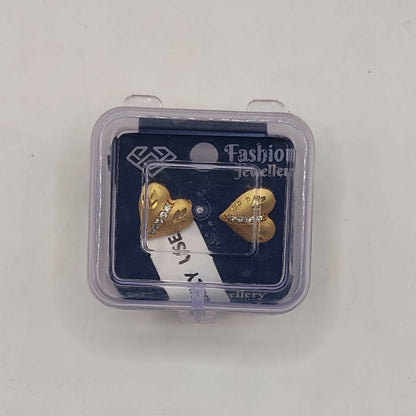 Gold Plated Heart Stud Earrings with AD for women and girls