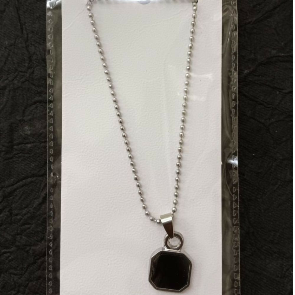 Octagon Shape Black Inlay Pendant Necklace for Men
