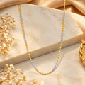 Women's Two-Tone Golden & Silver-Plated Cylindrical Bar Link Chain Necklace