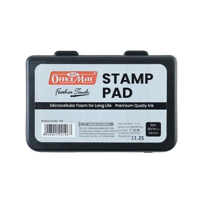 Officemate Small Stamp Pad Feather Touch Black Ink Long-Life Micro Cellular Foam (88cm x54cm)
