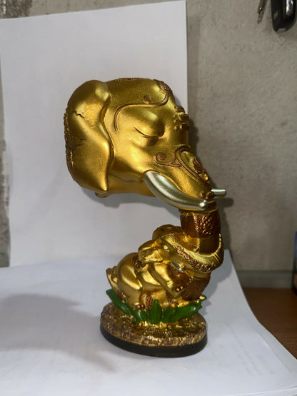 Premium Golden Elephant Mother & Baby Showpiece for Home Decor | Resin Decorative Animal Statue for Living Room, Office Table, Gift for Housewarming, Birthday, Anniversary & Festive Decoration | Good Luck Vastu Figurine