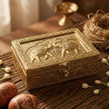 Handcrafted Brass Elephant Jewelry Box – Elegant Antique Gold Finish