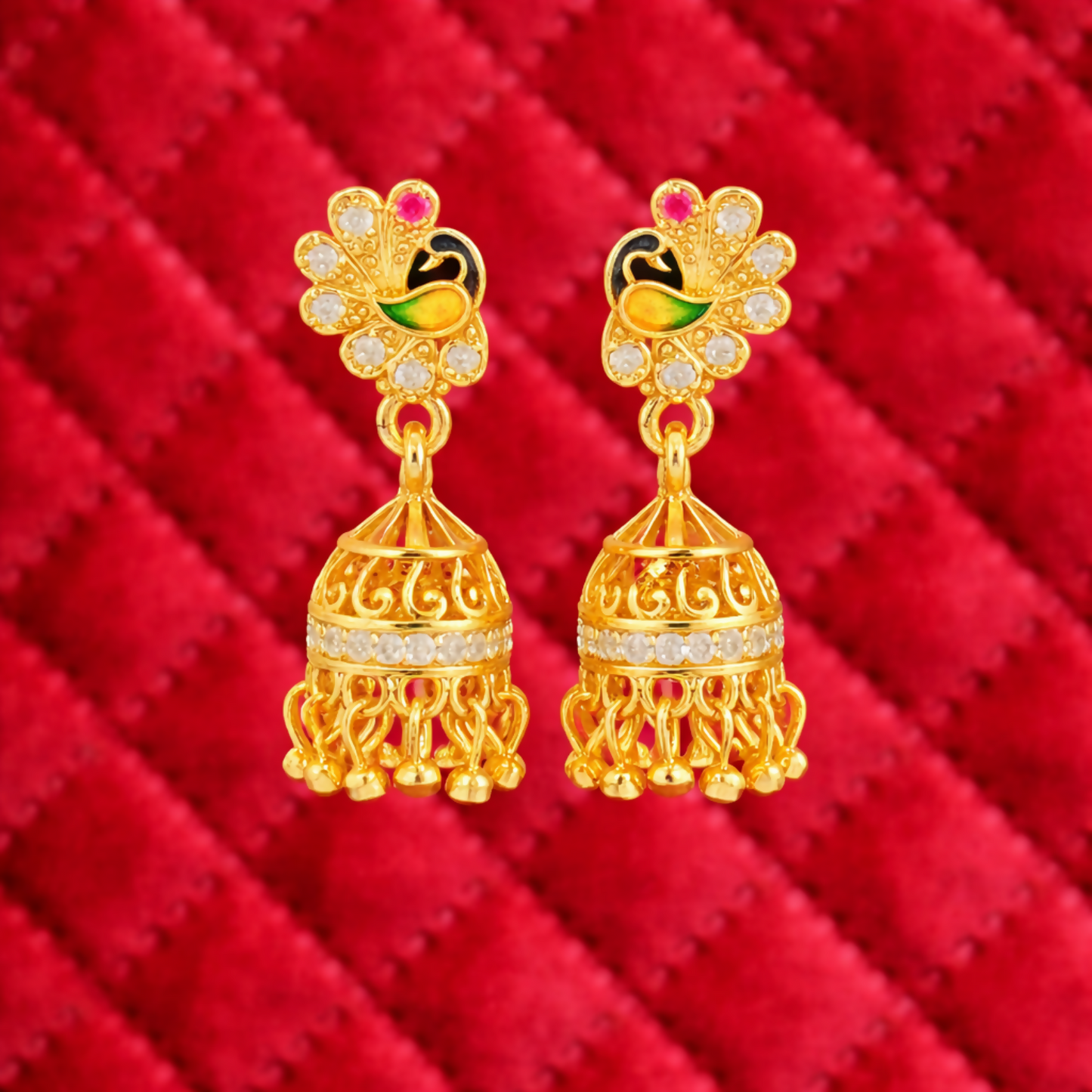 Elegant Peacock Design Gold Plated Earrings