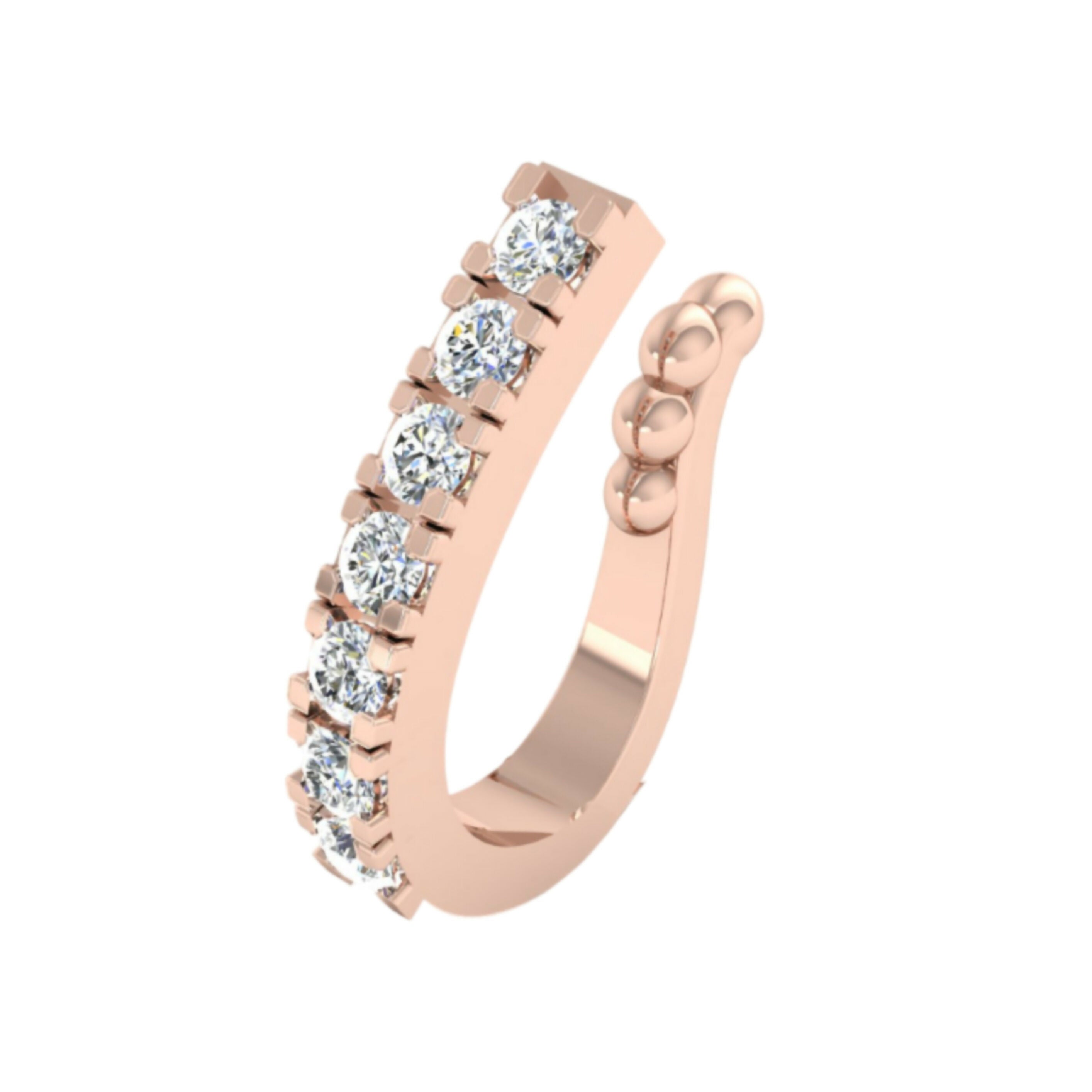 Diamond-Studded Rose Gold Plated Nose Ring/Nath