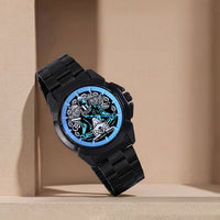 Premium Mahadev Kedarnath Temple Theme Black Metal Chain Strap Analog Watch