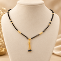 Black Beaded Mangalsutra with Golden Pendant – Traditional Daily Wear Jewellery