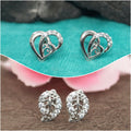 Silver-Plated Heart CZ Stud Earrings – Elegant 2-Pair Set