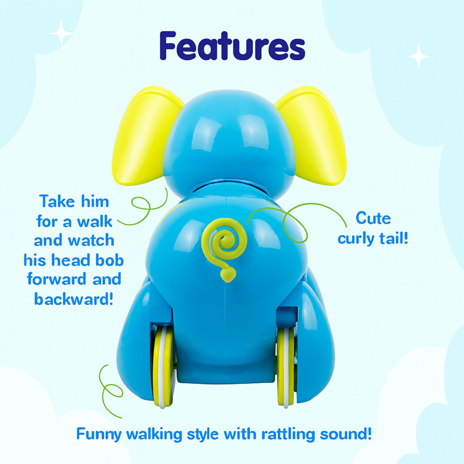 Funskool Giggles Alphy the Elephant Pull-Along Toy – Walking & Activity Toy for Toddlers