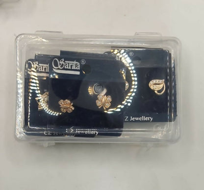 Rose Gold Plated AD Butterfly & Heart Stud Earrings Set for women and girls Combo Pack of 3