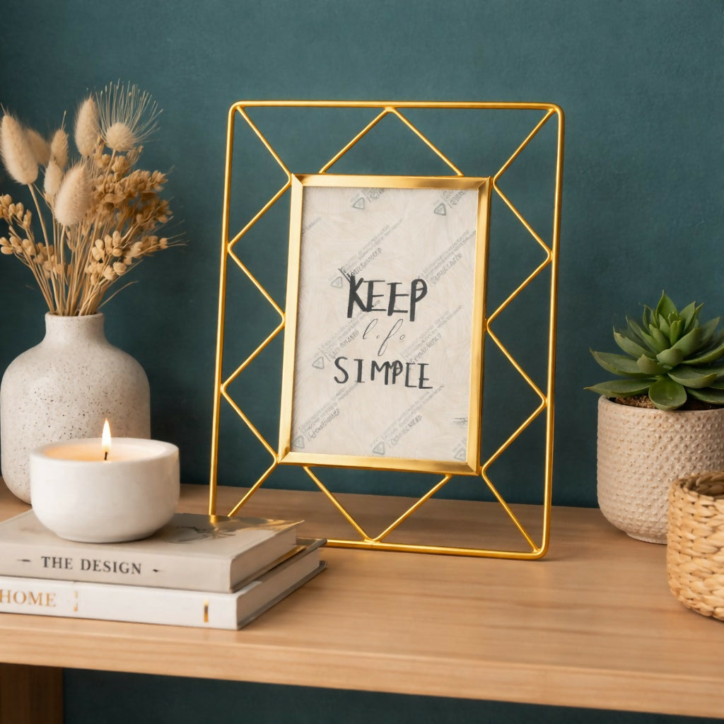 Geometric Metal Photo Frame Table Decor Stand Display Frame