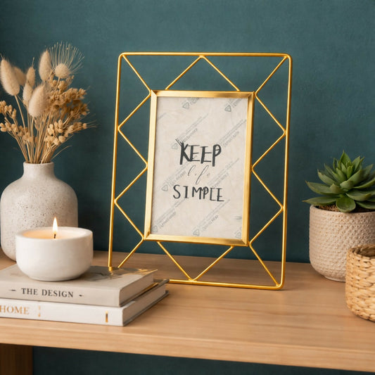 Geometric Metal Photo Frame Table Decor Stand Display Frame